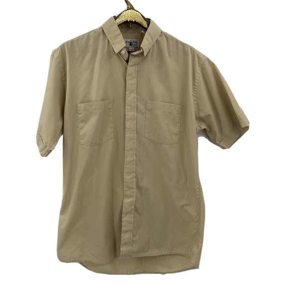 Friar Tuck Men's Priest Collar Button Front Shirt Tan Short Sleeve 15.5 - Picture 1 of 6
